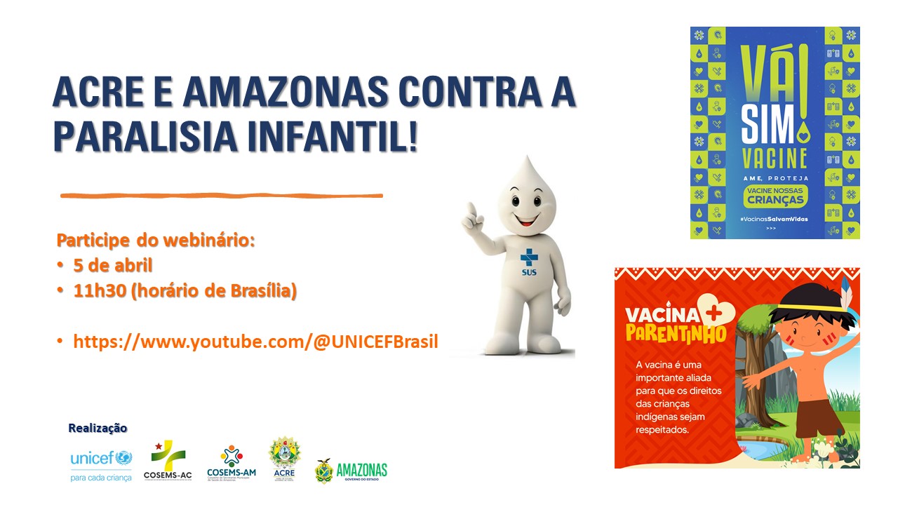 O encontro virtual tem como foco discutir o cenário da baixa cobertura vacinal e o risco de reintrodução da paralisia infantil no Brasil