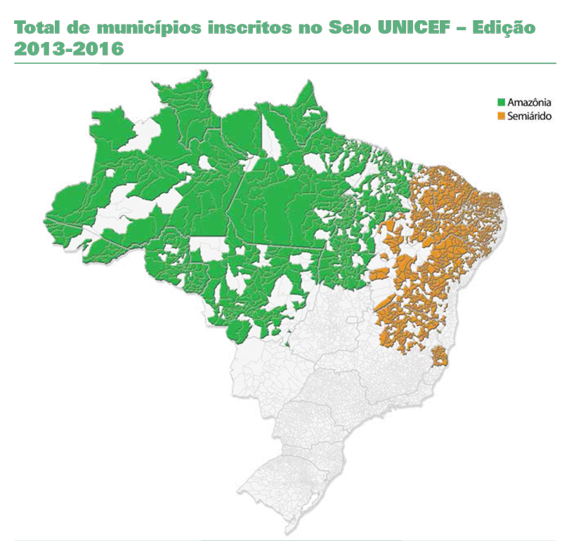 Mapa Semiárido e Amazônia Selo UNICEF edição 2013-2016