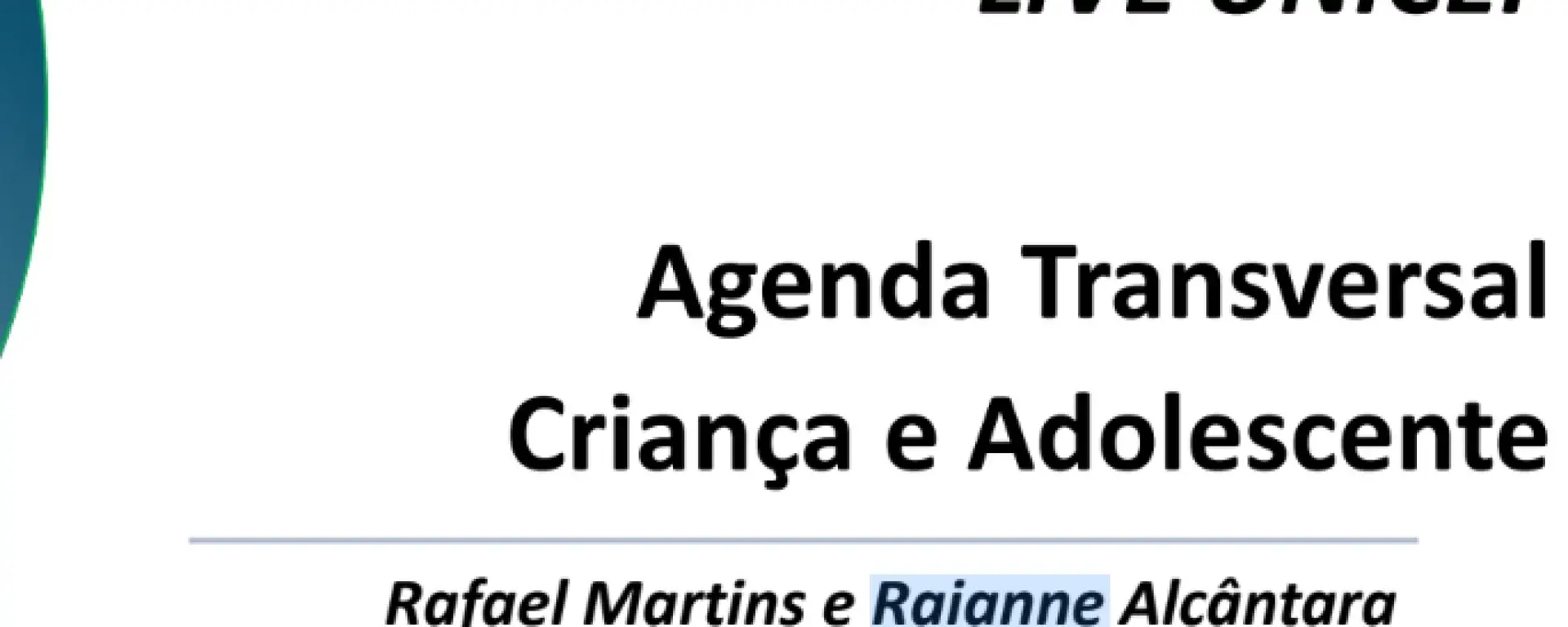 capa do slide da Agenda Transversal Criança e Adolescentes