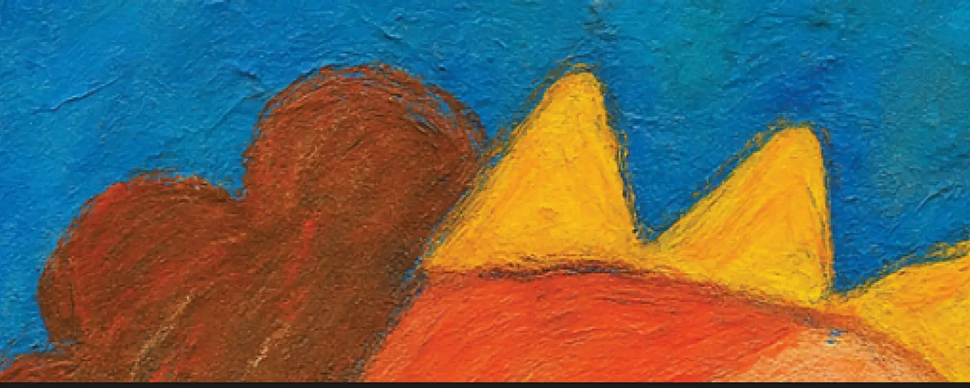 imagem em aquarela de metade de um sol e um monte