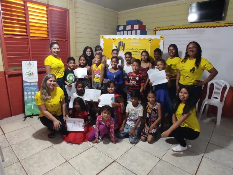 Palestras para crianças e adolescentes sobre saúde mental em Itaubal-AP. (Foto: divulgação do município)