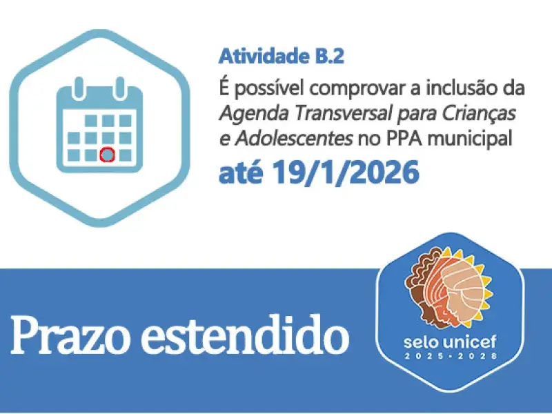 Prazo atualizado: comprovação da inclusão da Agenda Transversal Crianças e Adolescentes no PPA municipal pode ser até 19/1/2026