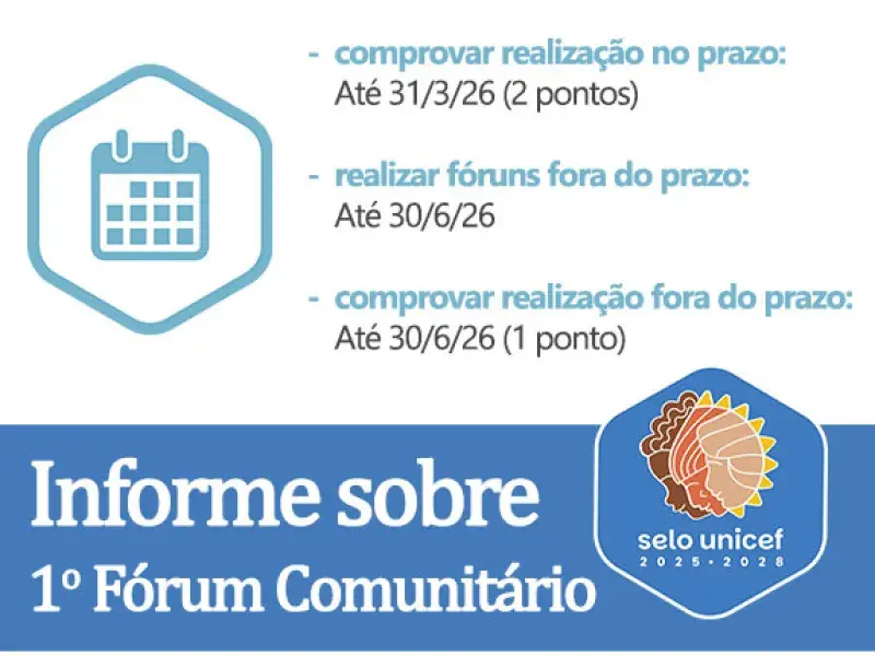 Informe sobre Comprovação e Realização do 1o Fórum Comunitário