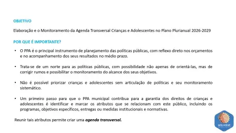 Como incluir a Agenda Transversal dos Direitos da Criança e do Adolescente no PPA do seu município 
