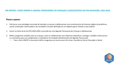 Como incluir a Agenda Transversal dos Direitos da Criança e do Adolescente no PPA do seu município 