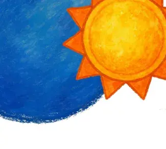 desenho do sol e fundo azul