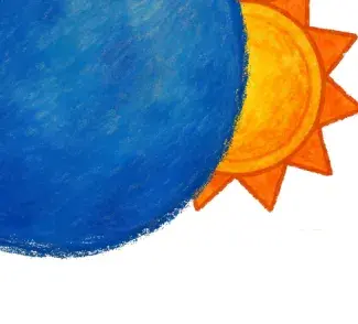 imagem de aquarela do sol em fundo branco