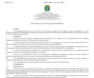 Nota Técnica nº 2/2022 – Atendimento de Adolescentes na Atenção Primária à Saúde
