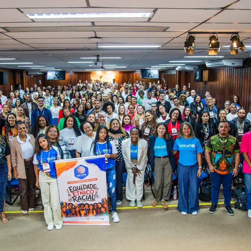 Foto das equipes municipais no 4º Ciclo de Formação do Selo UNICEF na Bahia